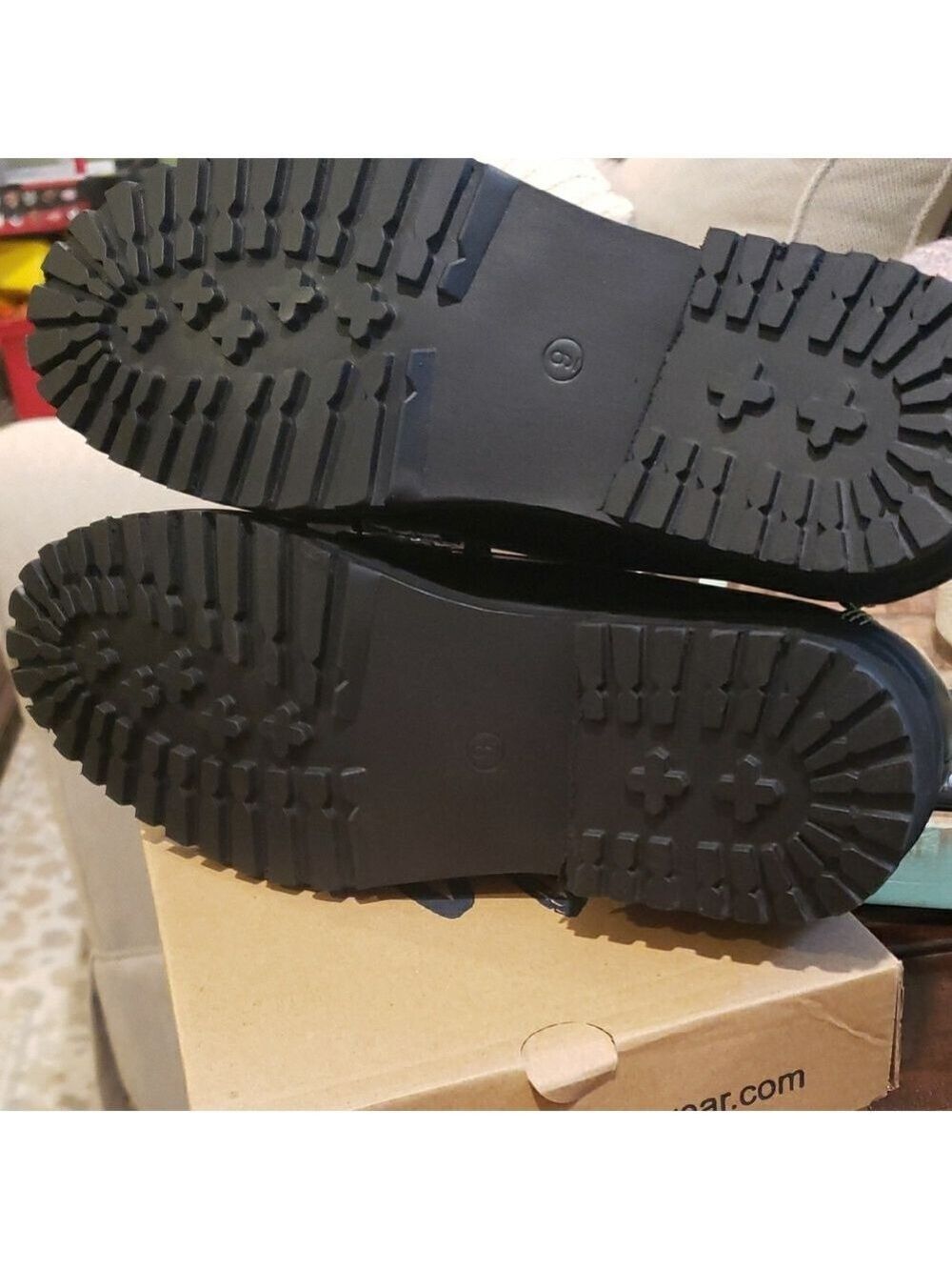 New In Box Seven7 Black Loafers with Lug Sole And Fringe Detail - Picture 6 of 7